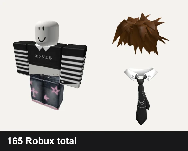 Emo Roblox outfits under 200 Robux: ✅ black y2k cross cyber tank da hood emo stripe, pink star y2k cyber jeans emo da hood cross barbie, Brown Scene Hair, Emo Collar  + Chained Tie 3.0