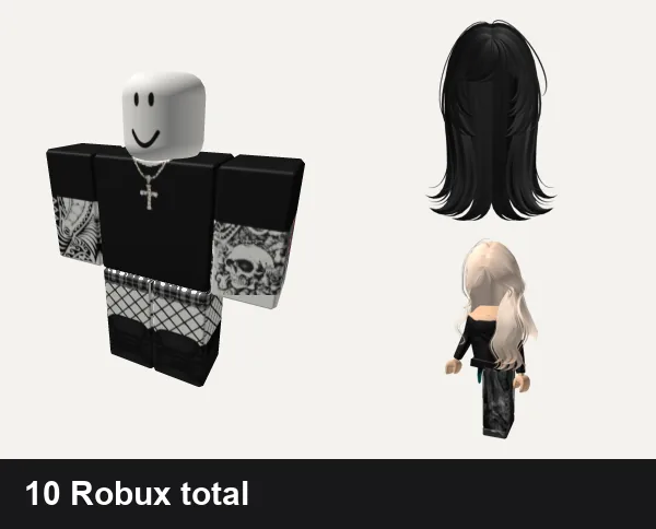 Emo Roblox outfits under 50 Robux: Black emo shirt with chains and tattoos, ✅ black y2k cross cyber tank top dahood emo shorts, Emo Hair, FREE UGC Emo Girl Avatar Shoulder