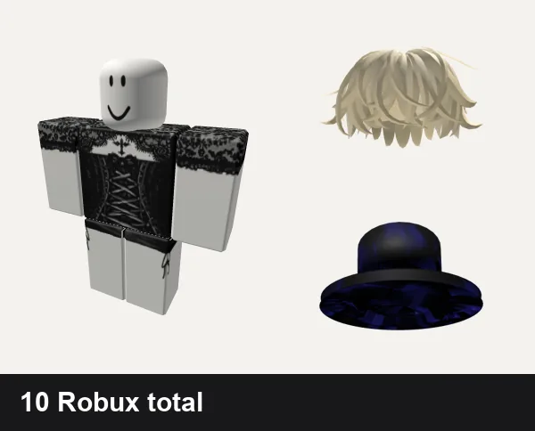 Goth outfit 13: Goth, Black Silk Mini Dress necklace jeans y2k goth, Blonde Messy Hair, Purple of Relinquished Goth Top Hat [CODE: PRGTH]