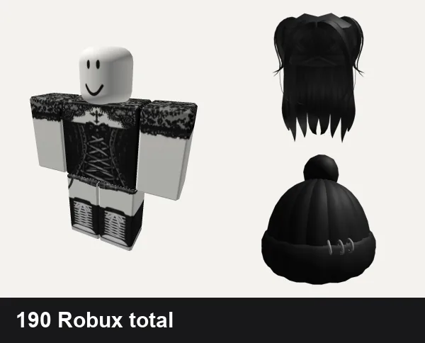 Goth Roblox outfit ideas: Goth, [ORIG] skirt + convers boots envy y2k vamp emo, Adorbs black long hair, Goth Beanie
