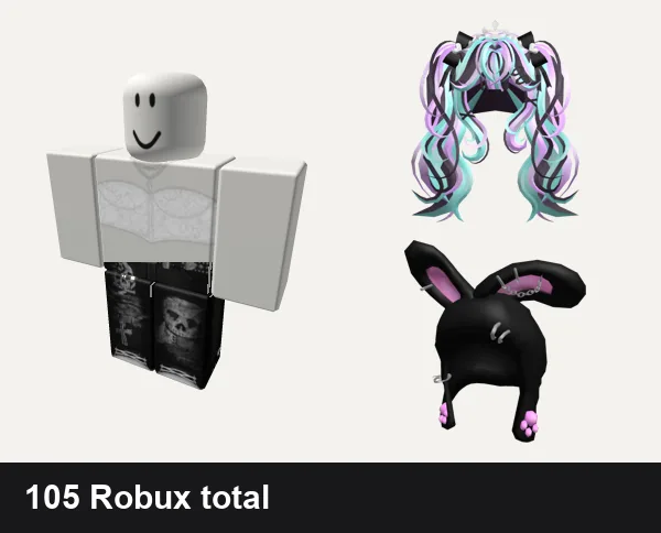 Goth Roblox outfit ideas: christmas snow cute White corset lace cottage core, swag ok vamp hi doll skull emo schoolboy y2k blood, Pastel Goth Princess Hair, Cute Lil' Black Goth Bunny Hood 🐰