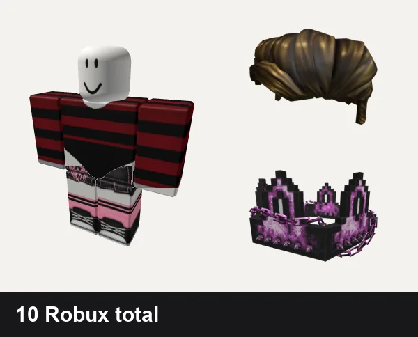 Goth outfit 26: Snow Leopard w Bodysuit Red Goth Femb, Black and pink Y2K pretty gothic vamp skirt, Brown Hair, Pink Goth Chained 8-Bit Crown