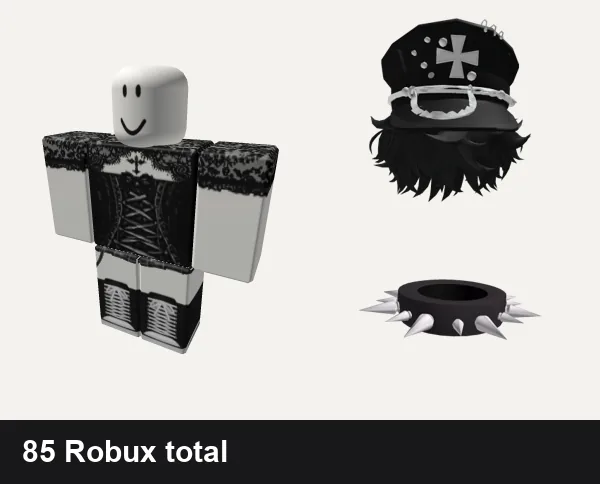 Goth outfit under 100 Robux: Goth, [ORIG] skirt + convers boots envy y2k vamp emo, [Limited] Goth Boy Hair, Black Spiky Goth Necklace (3.0)