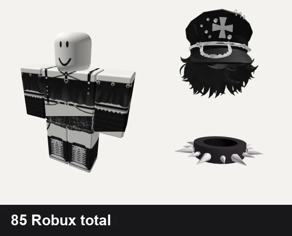 Goth Roblox outfits under 100 Robux: Black Goth Top, [ORIG] skirt + convers boots envy y2k vamp emo, [Limited] Goth Boy Hair, Black Spiky Goth Necklace (3.0)