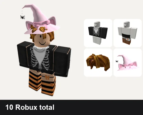 Halloween outfit 1: black skeleton hoodie y2k, Halloween 🎃, Pal Hair, FREE halloween witch kitty cat hat pink bow spider