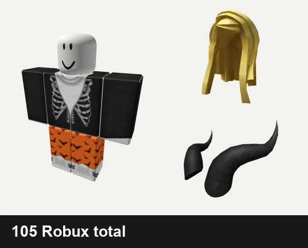 Halloween Roblox outfit ideas: black skeleton hoodie y2k, Slender halloween, Straight Blonde Hair, Wicked Devil's Horns