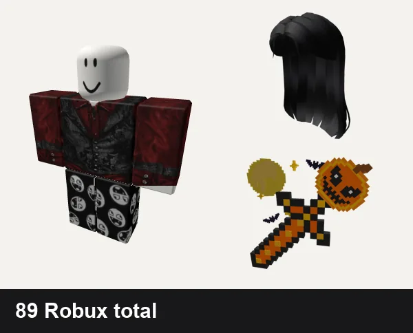 Halloween outfit 29: vampire y2k blood halloween da hood pick me kawaii, vampire epic face pjs y2k, Popstar Hair, Halloween Pixel Sword