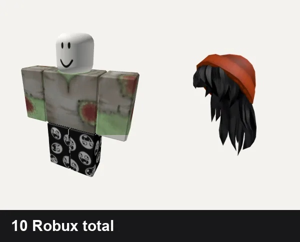 Halloween outfit 24: 🧠Halloween Zombie Costume, vampire epic face pjs, Orange Beanie with Black Hair