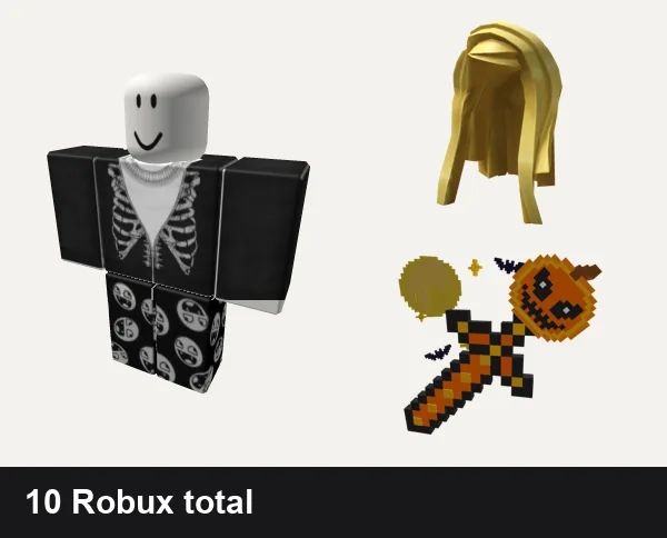 Halloween outfit 16: black skeleton hoodie y2k, vampire epic face pjs y2k, Straight Blonde Hair, Halloween Pixel Sword