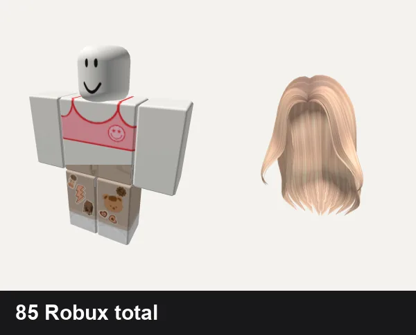 Preppy Roblox outfit ideas: • preppy smiley face shirt [in set], Preppy Brown Bear Set Argyle Denim Pants, California Girl Blonde Hair