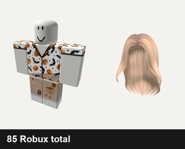 Preppy Roblox outfit ideas: ★🦇°⭑preppy halloween pjs, Preppy Brown Bear Set Argyle Denim Pants, California Girl Blonde Hair