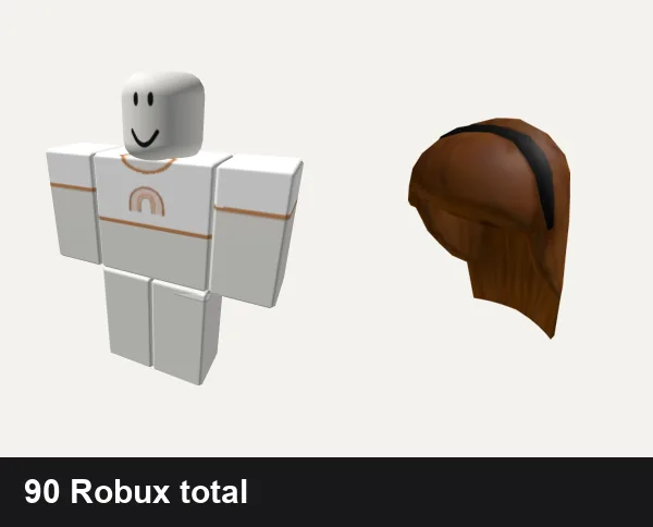 Preppy Roblox outfits under 100 Robux: preppy rainbow boho 🌈, preppy white silk skirt boho, Cinnamon Hair
