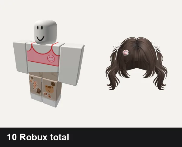 Preppy Roblox outfits under 50 Robux: • preppy smiley face shirt [in set], Preppy Brown Bear Set Argyle Denim Pants, Preppy Soft Brown Pigtails