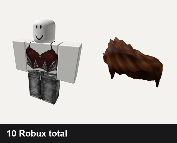 Almost free Streetwear Roblox outfits: Cute red and black grunge girl classic shirt, vamp emo cyber y2k streetwear grim rock evade vkei, Brown Charmer Hair
