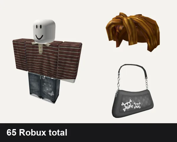 Streetwear outfit under 100 Robux: Streetwear, y2k grunge swag punk cyber streetwear vamp emo ok, Pal Hair, Y2K Grunge Black Shoulder Bag