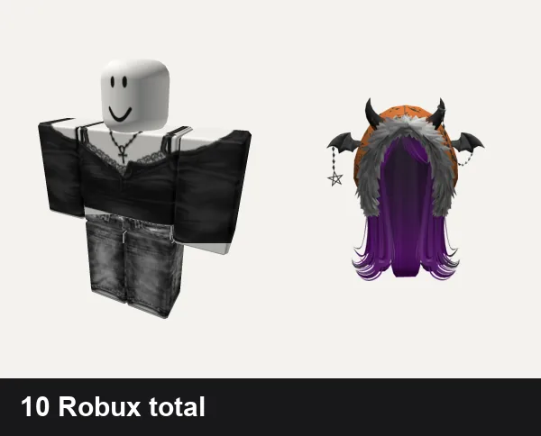 Streetwear Roblox outfits under 50 Robux: Black Emo Girl Fairy Streetwear DaHoodEvade, vamp emo cyber y2k streetwear grim rock evade vkei, HALLOWEEN EDITION - Long emo hair w/ cute hoodie