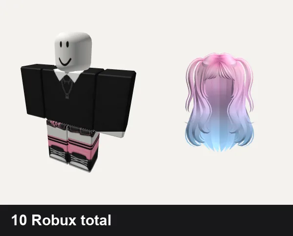 Almost free Y2K Roblox outfits: y2k Black Aesthetic, Black and pink Y2K pretty gothic vamp skirt, Y2K Wavy Pigtails Pink to Blue