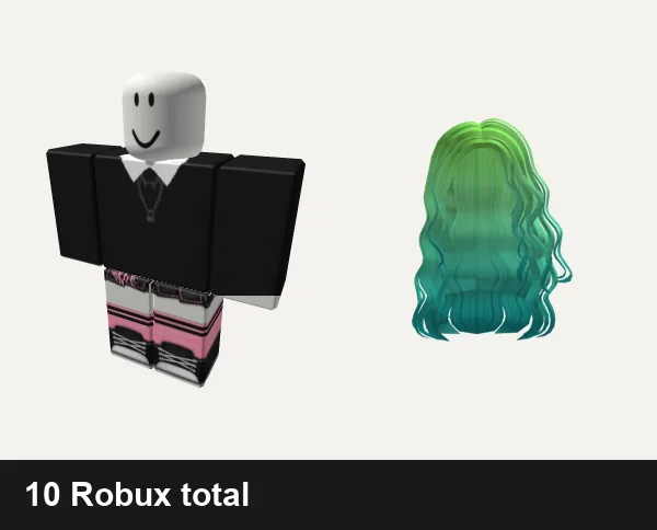 Y2K Roblox outfits under 100 Robux: y2k Black Aesthetic, Black and pink Y2K pretty gothic vamp skirt, Y2K Green/Blue Long Hair
